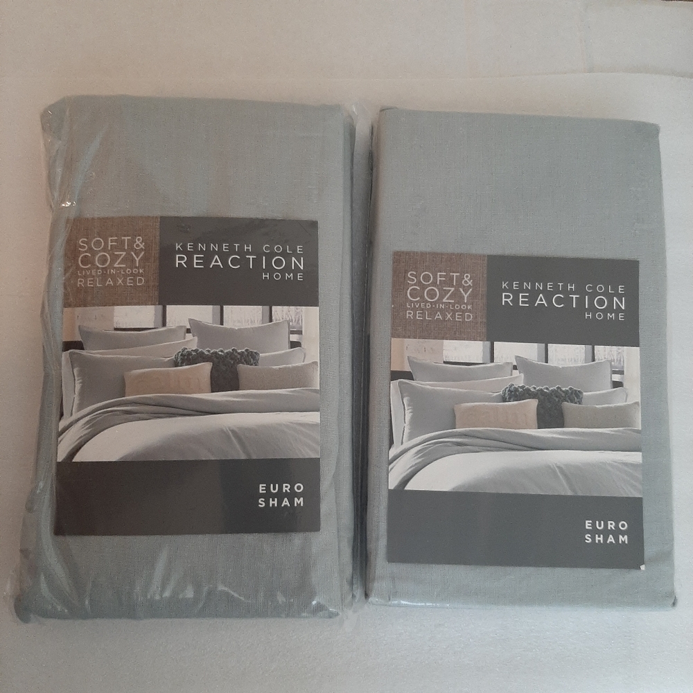 Kenneth Cole Reaction Mineral Linen Blend Euro Shams Stoney Blue